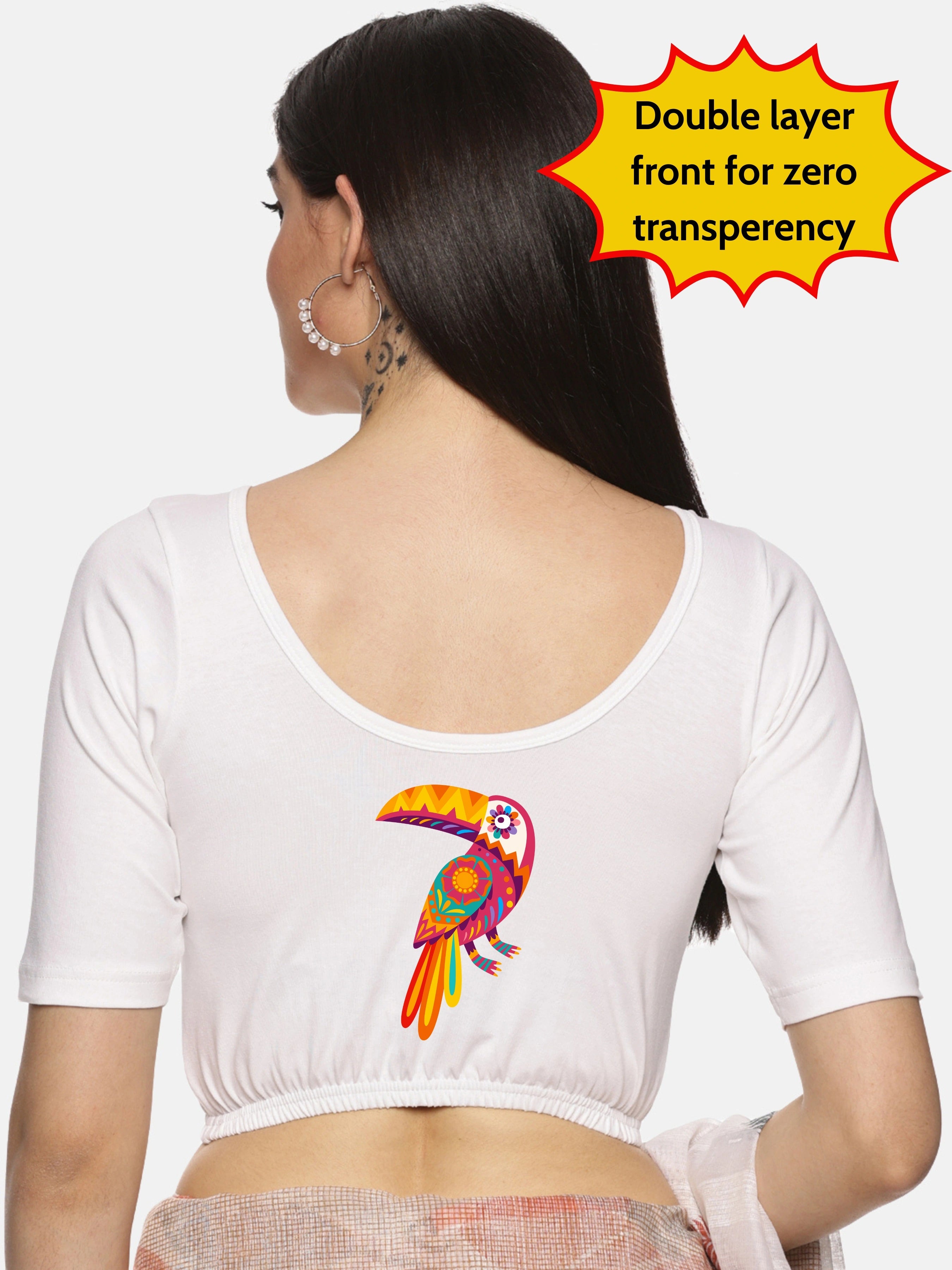 Women Back Printed Stretchable Blouse U010 - notyetbyus