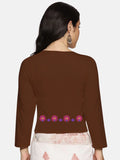Women Three Fourth Sleeve Back Print Stretchable Blouse U0153 Honey Brown