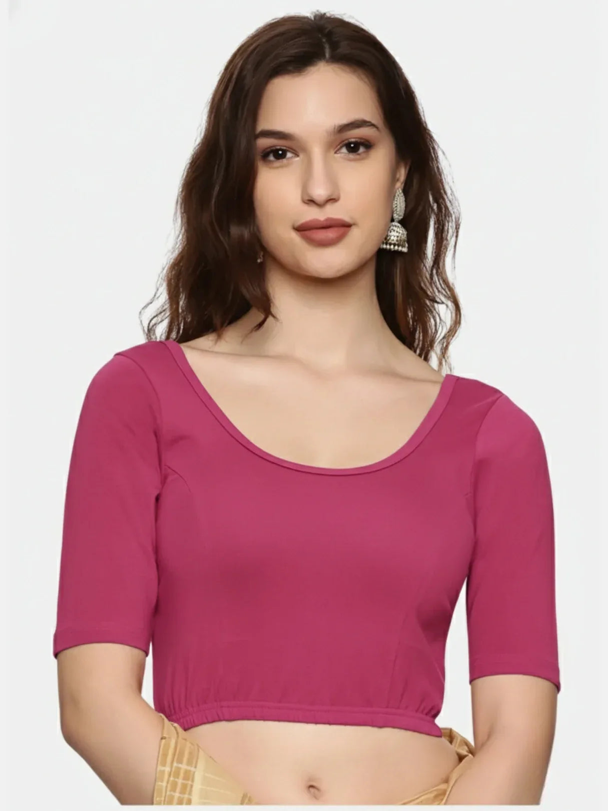 Women Plain Stretchable Blouse U01B - notyetbyus