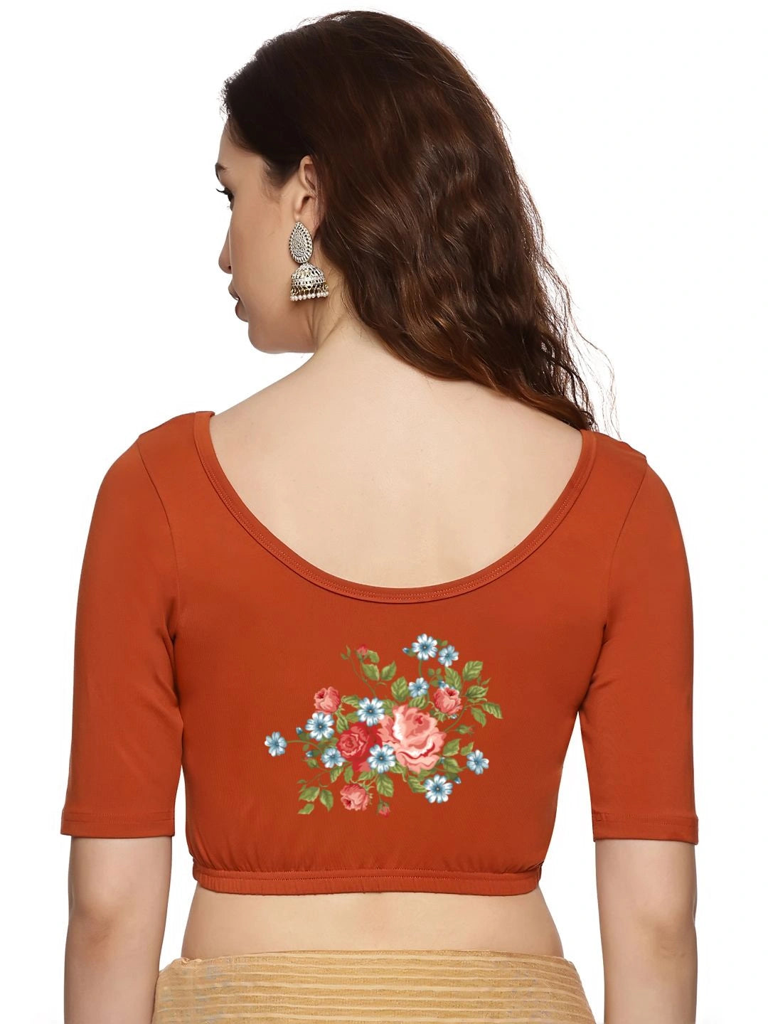 Women Back Printed Stretchable Blouse U0176