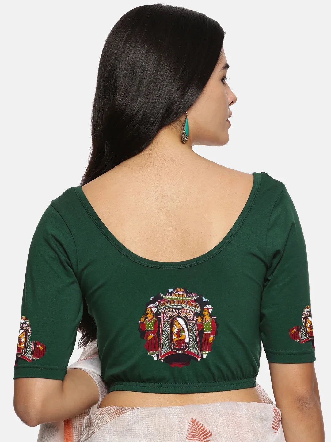 Women Back Printed Stretchable Blouse U0140A - notyetbyus