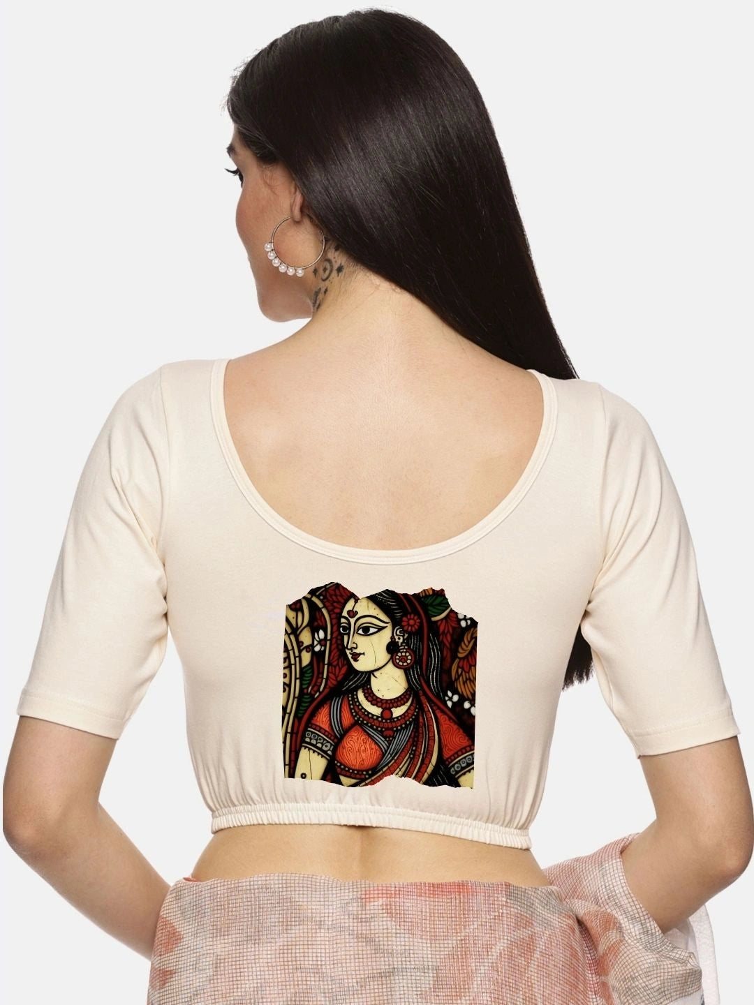 Women Back Printed Stretchable Blouse U0162 - notyetbyus