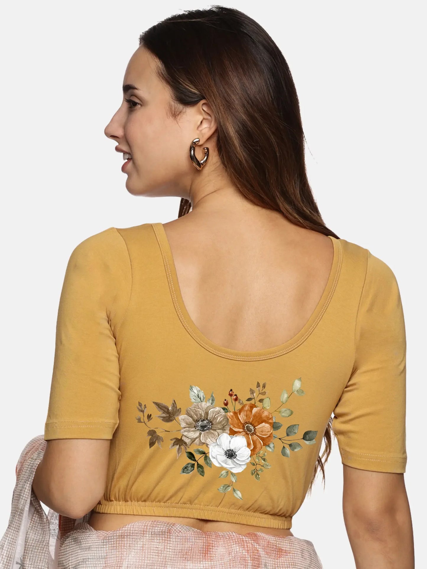 Women Back Printed Stretchable Blouse U041 - notyetbyus
