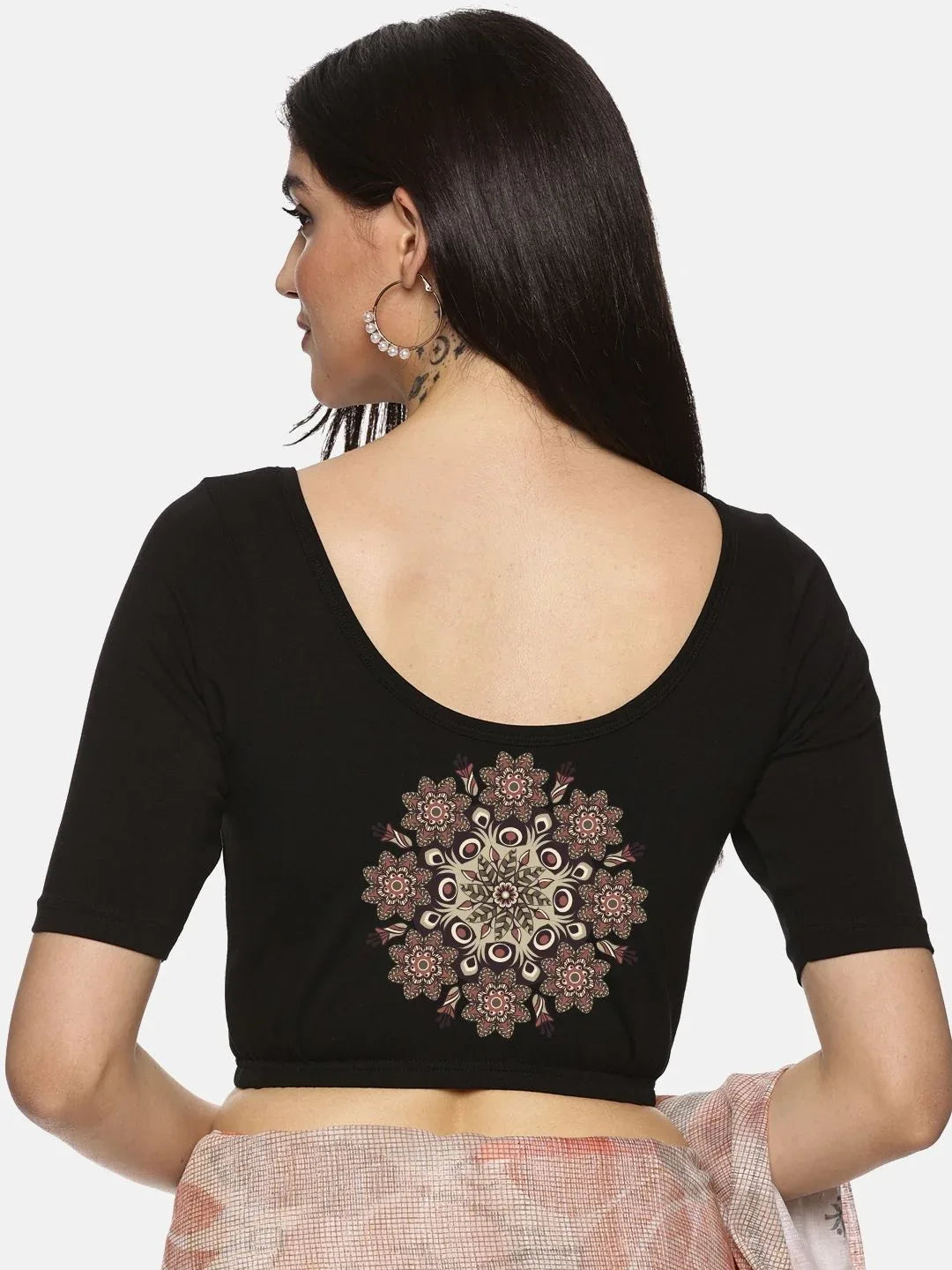 Women Back Printed Stretchable Blouse U05 - notyetbyus
