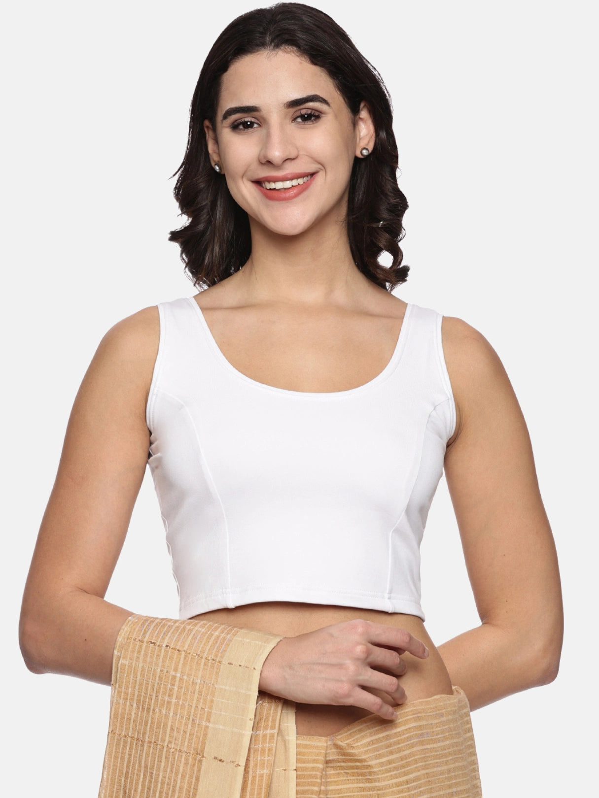DIY Embroidery Kit with Women Stretchable Sleeveless Blouse E02 – White