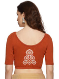 Women Back Printed Stretchable Half Sleeve Blouse U0224 Rust