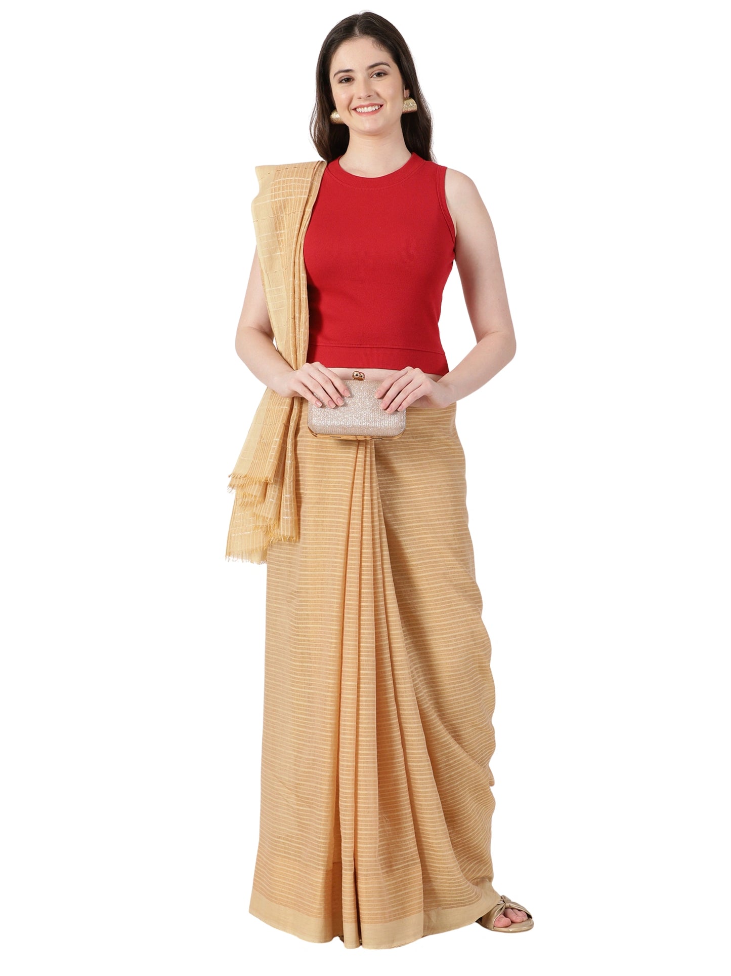 Women Plain Stretchable Sleeveless Close Neck RIB Blouse U0241 Red