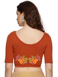 Women Back Printed Stretchable Half Sleeve Blouse U0227 Rust