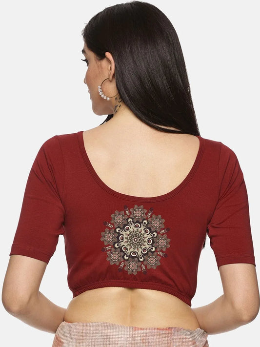 Women Back Printed Stretchable Blouse U05 - notyetbyus