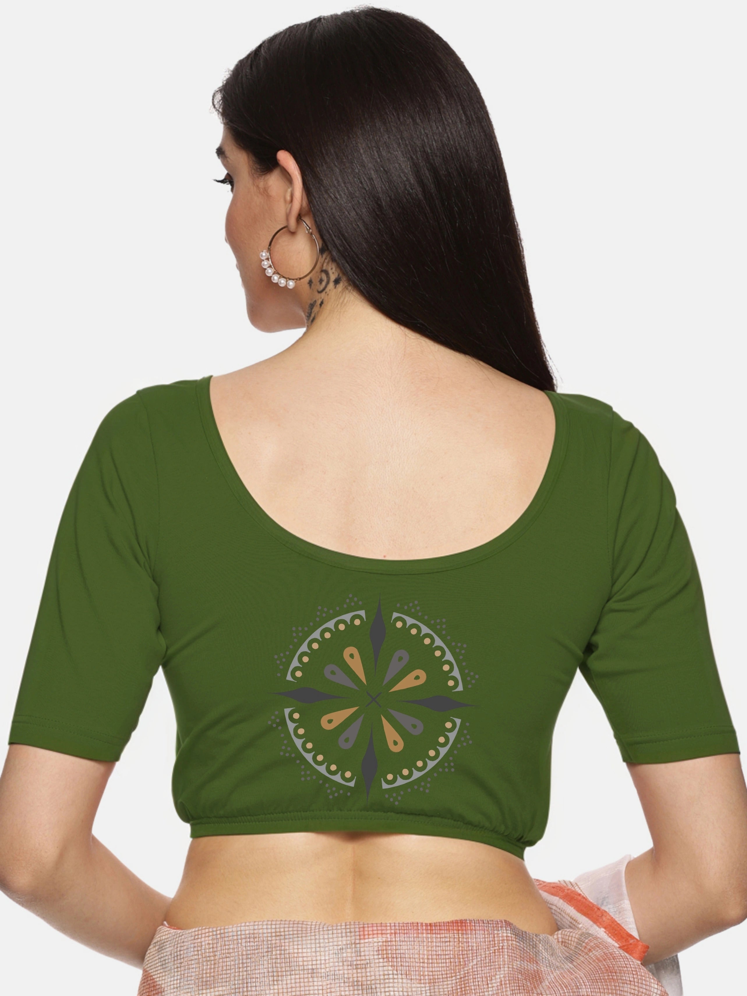 Women Back Printed Stretchable Blouse U04 - notyetbyus