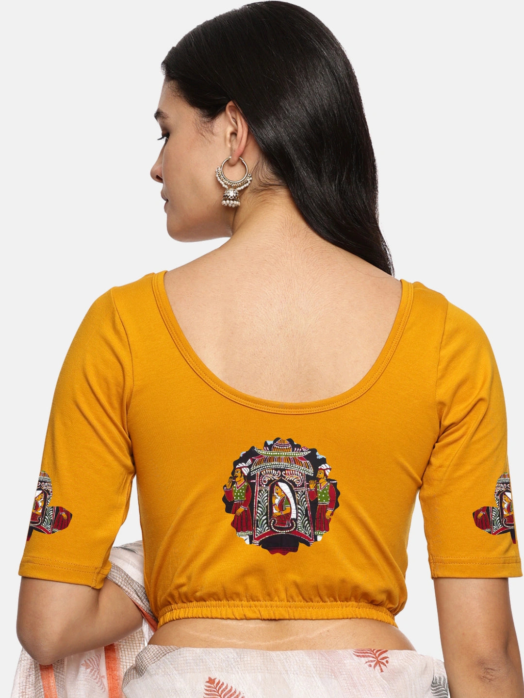 Women Back Printed Stretchable Blouse U0140A