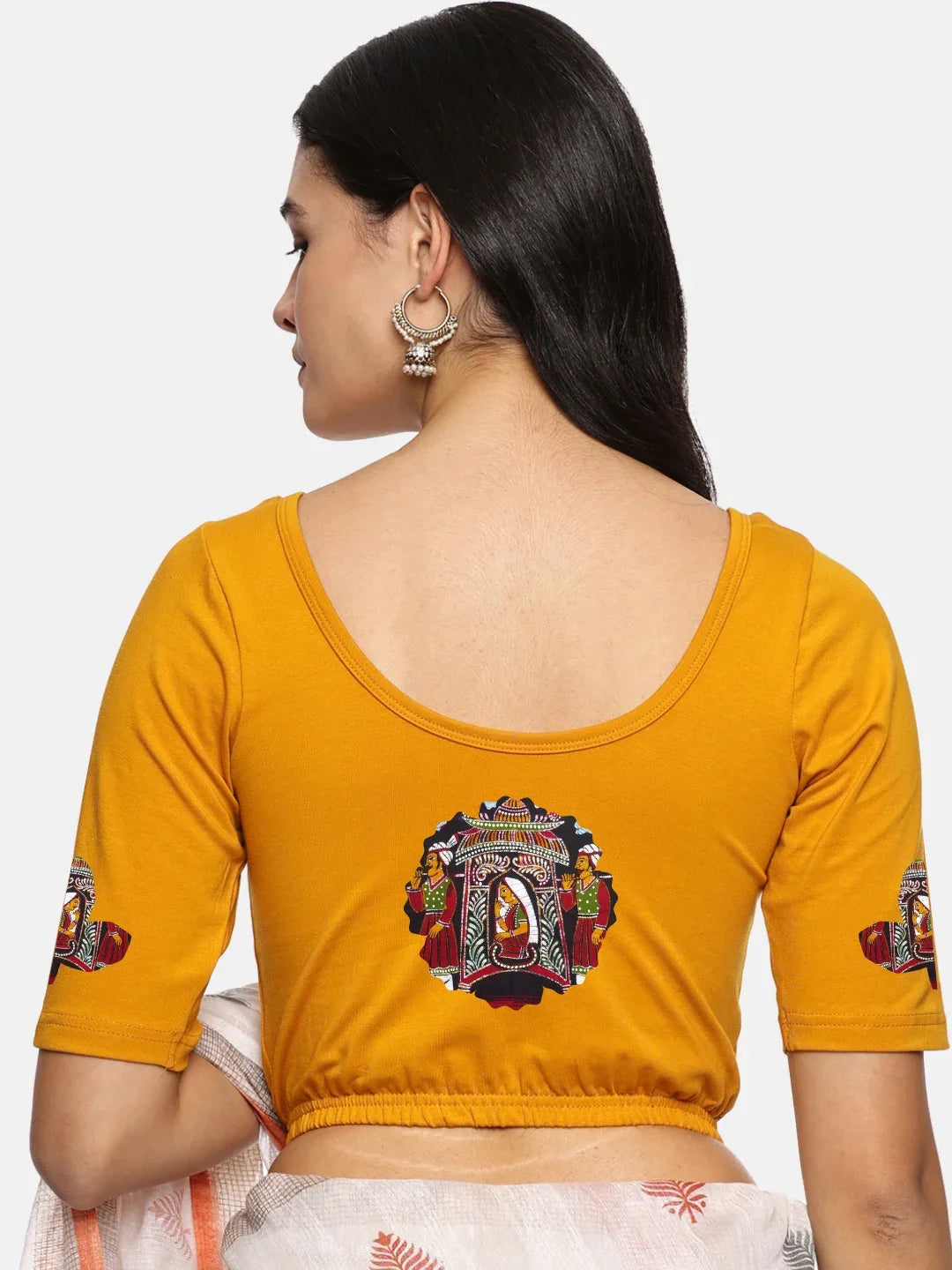 Women Back Printed Stretchable Blouse U0140A - notyetbyus