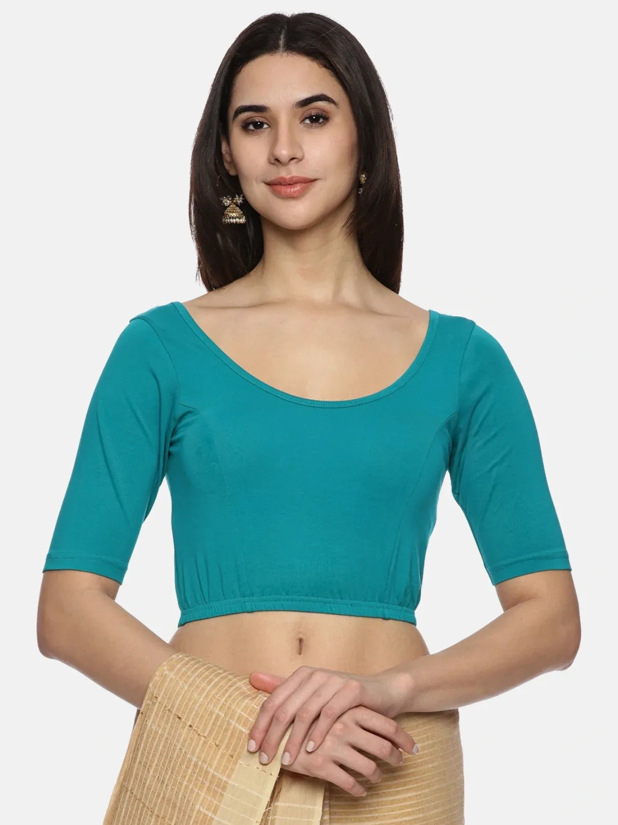 Women Plain Stretchable Blouse U01B - notyetbyus