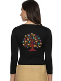 DIY Embroidery Kit with Women Stretchable Three Fourth Sleeve Blouse E014 – Black