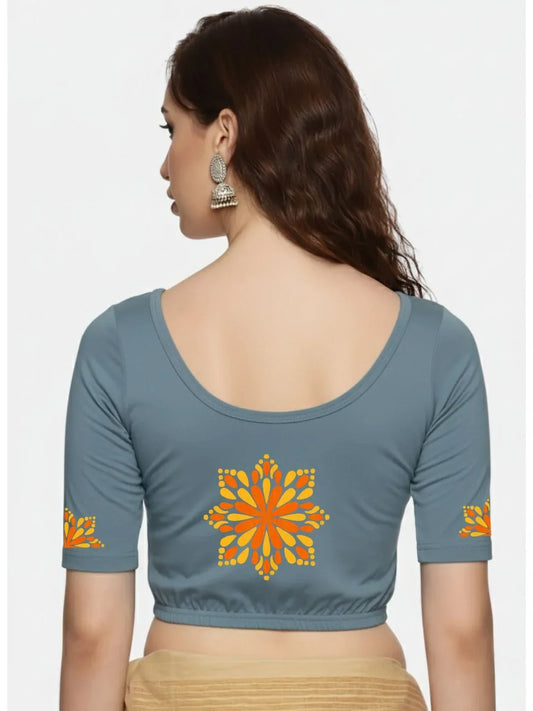 Women Back Printed Stretchable Blouse U0175 - notyetbyus