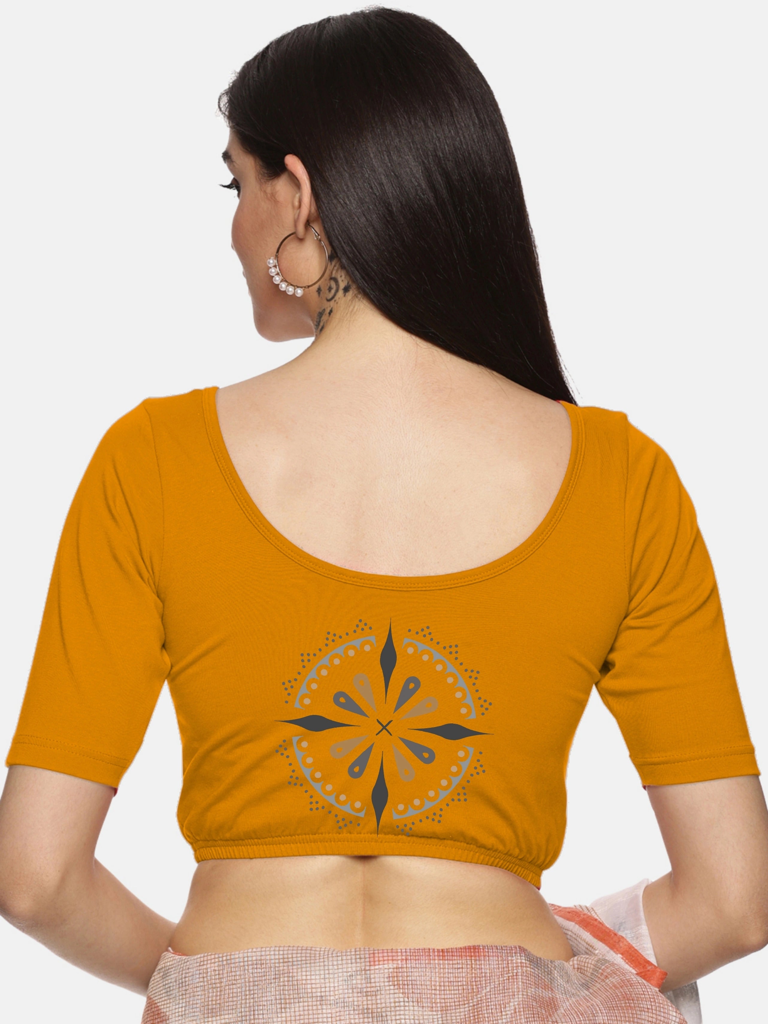 Women Back Printed Stretchable Blouse U04 - notyetbyus