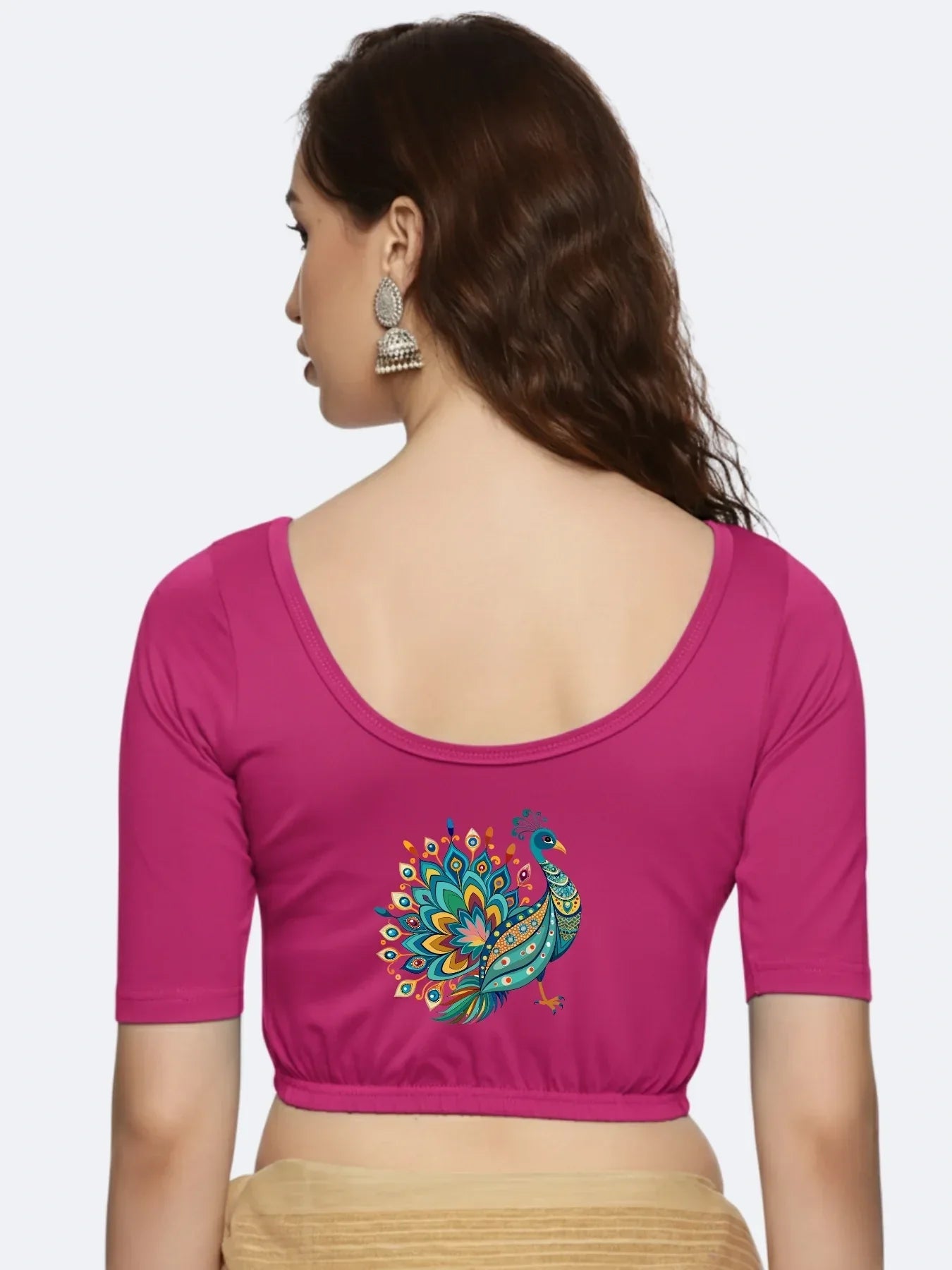 Women Back Printed Stretchable Blouse U0135 - notyetbyus