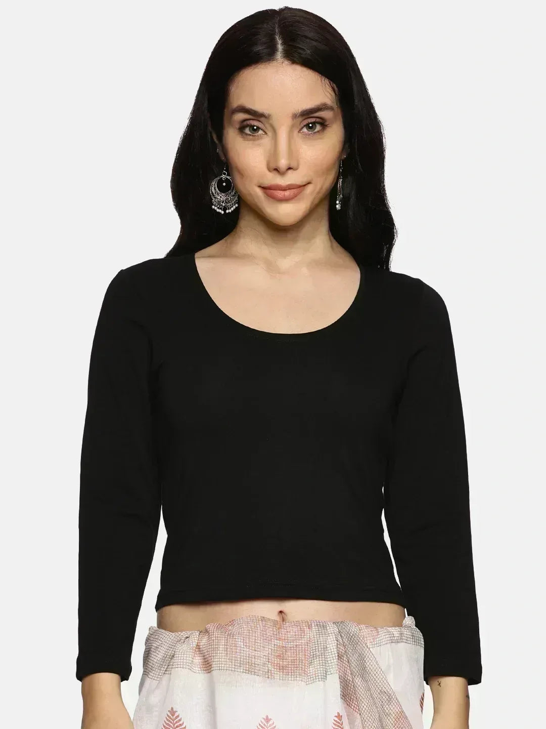 Women Three Fourth Sleeve Back Print Stretchable Blouse U0183 - notyetbyus