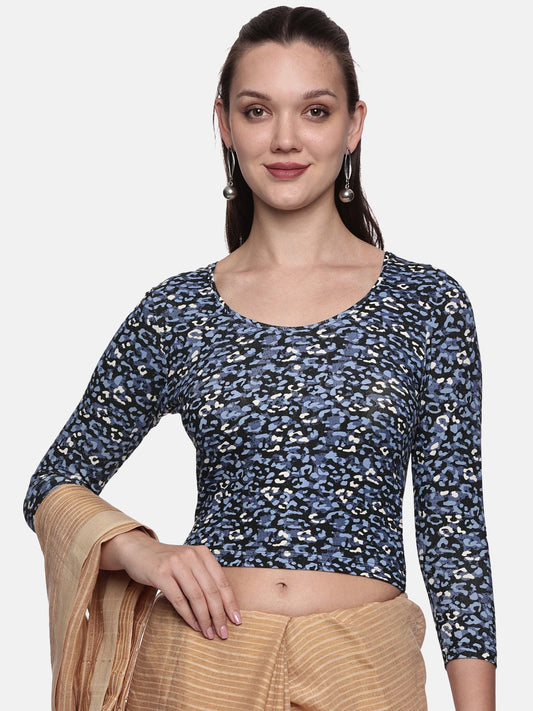 Women Allover Printed Three Fourth Sleeve Cotton Stretchable Blouse UA020