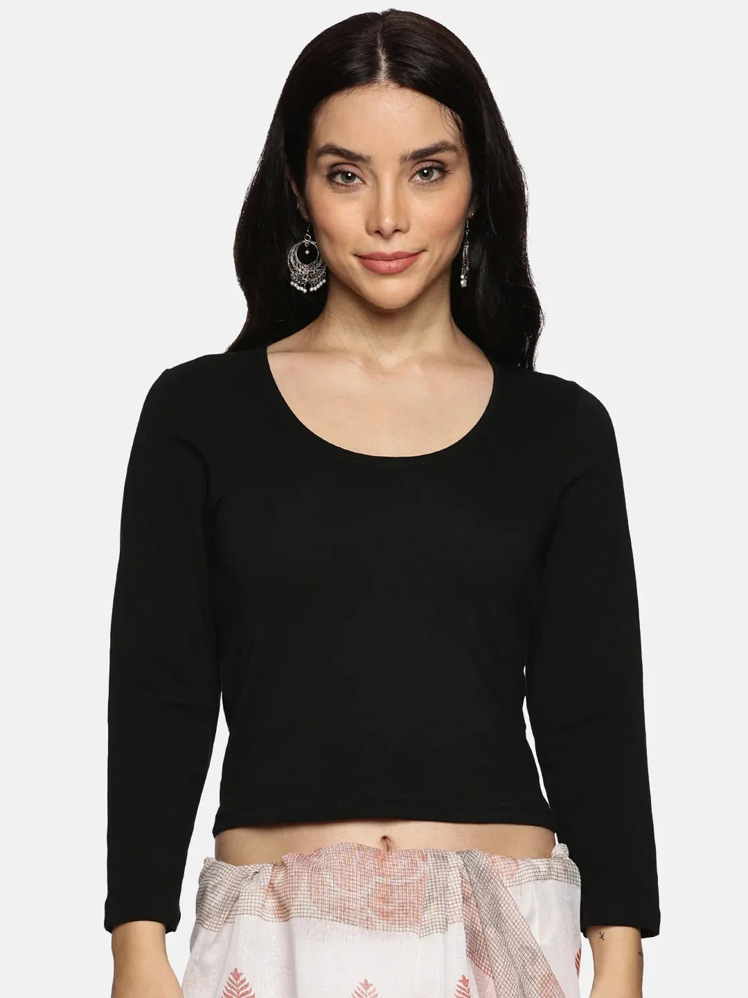 Women Three Fourth Sleeve Plain Stretchable Blouse U0101 - notyetbyus