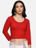 Women Three Fourth Sleeve Plain Stretchable Blouse U0101 Red