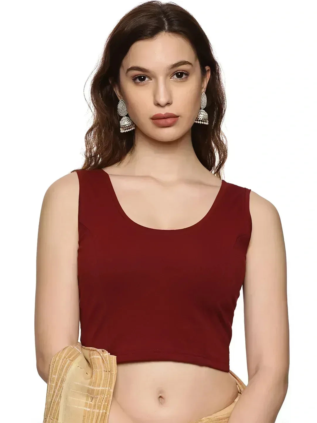 Women Sleevless Back Printed Stretchable Blouse U0202 - notyetbyus