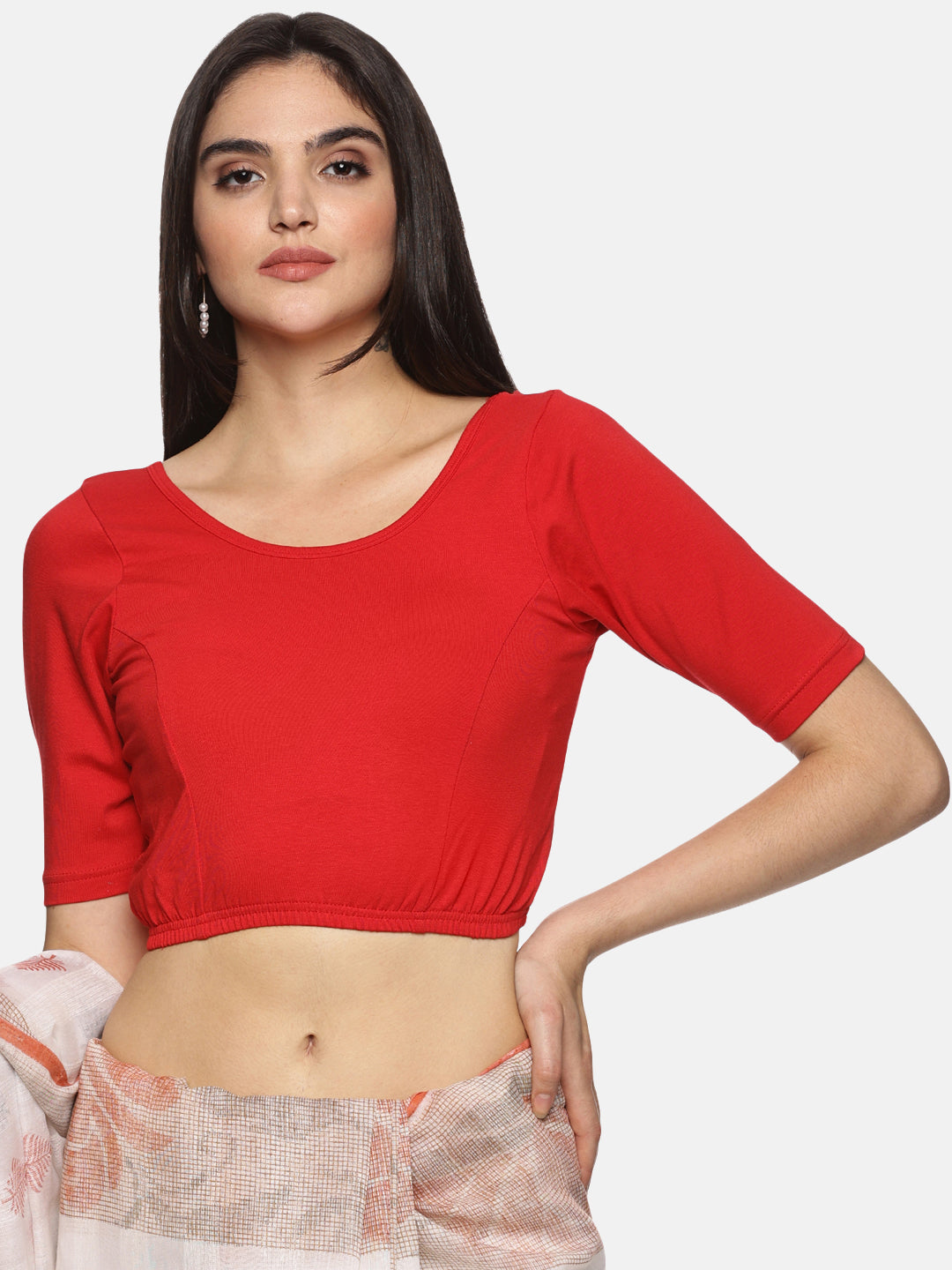 Women Back Printed Stretchable Blouse U025 - notyetbyus
