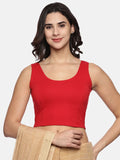 Women Sleevless Plain Stretchable  Blouse U0201 Red