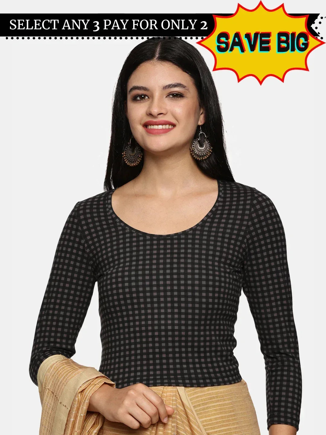 Women Allover Printed Three Fourth Sleeve Cotton Stretchable Blouse UA016 - notyetbyus