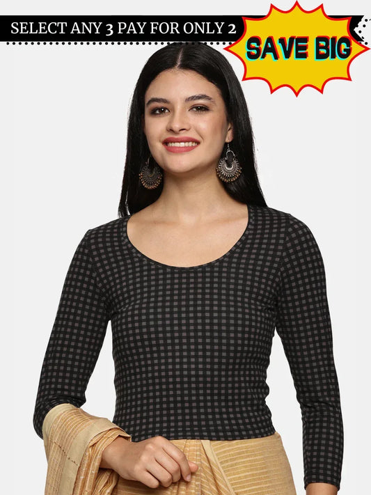 Women Allover Printed Three Fourth Sleeve Cotton Stretchable Blouse UA016 - notyetbyus