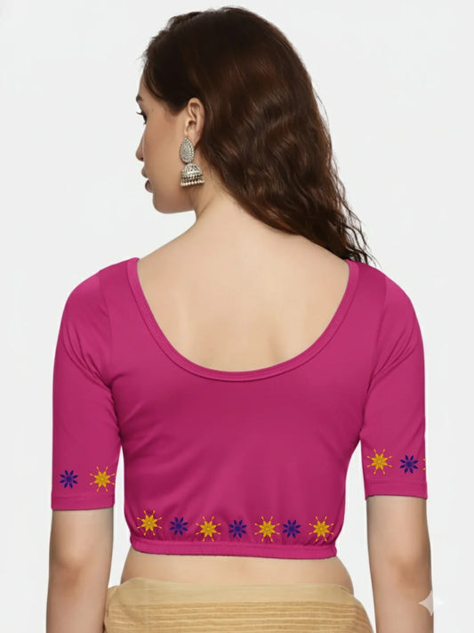 Women Back Printed Stretchable Blouse U0193 - notyetbyus