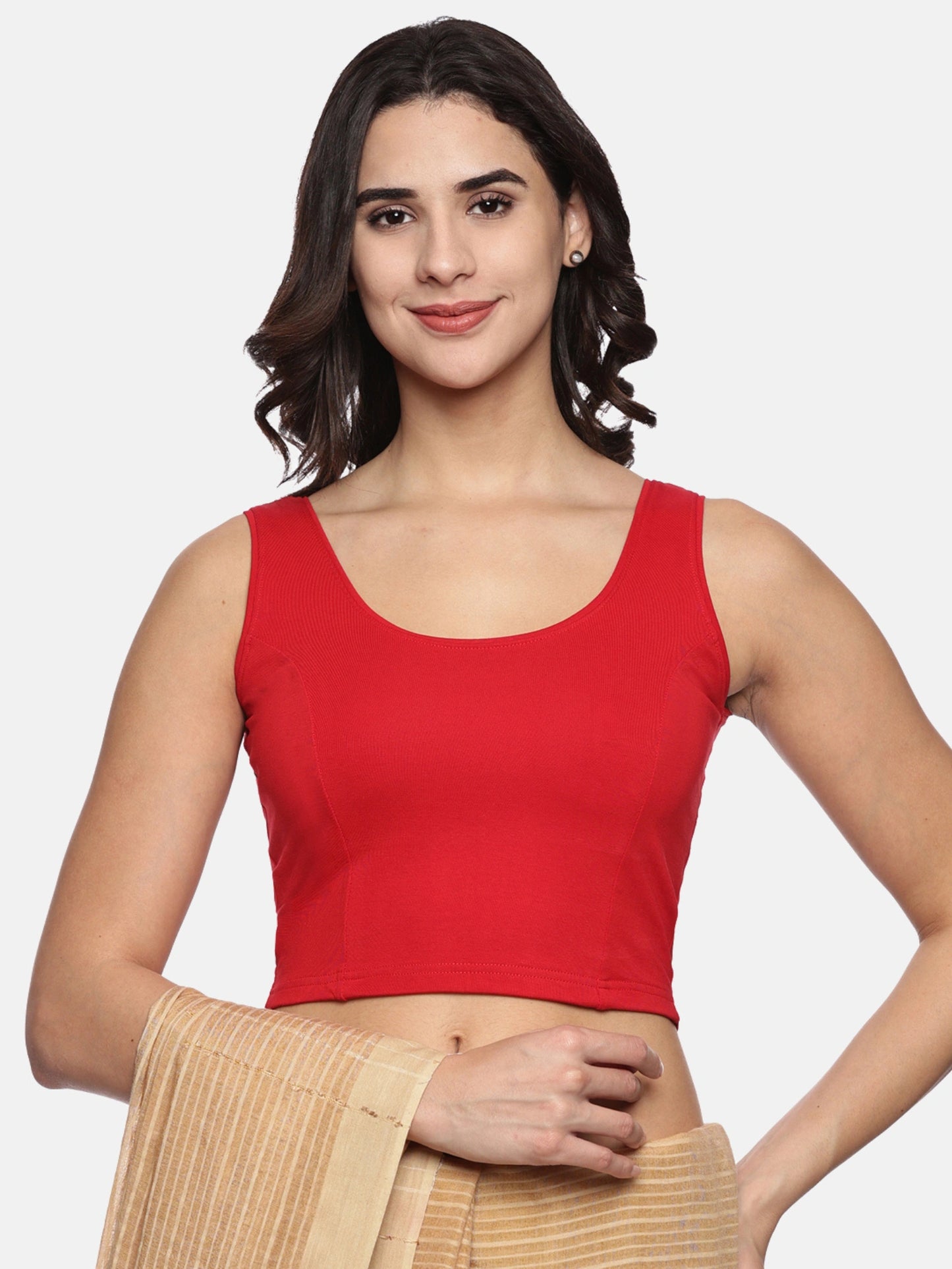 DIY Embroidery Kit with Women Stretchable Sleeveless Blouse E02 – Red