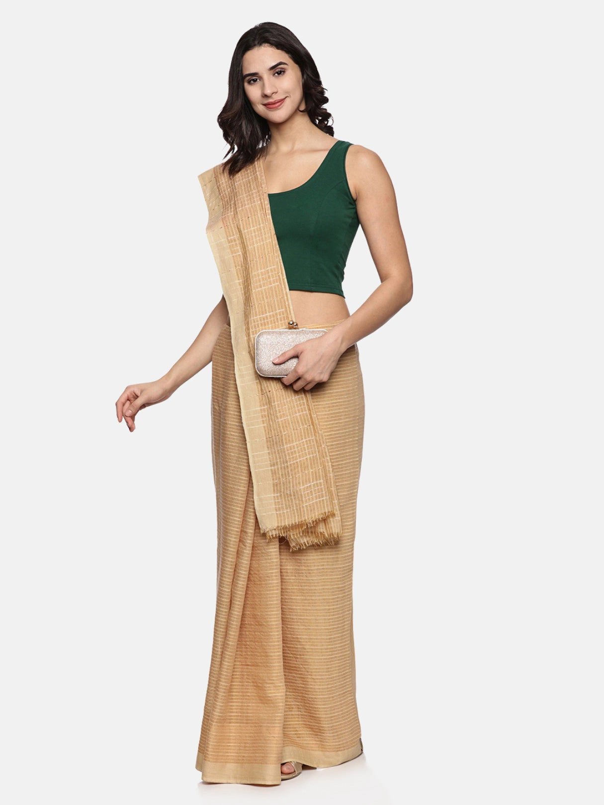 DIY Embroidery Kit with Women Stretchable Sleeveless Blouse E01 – Bottle Green