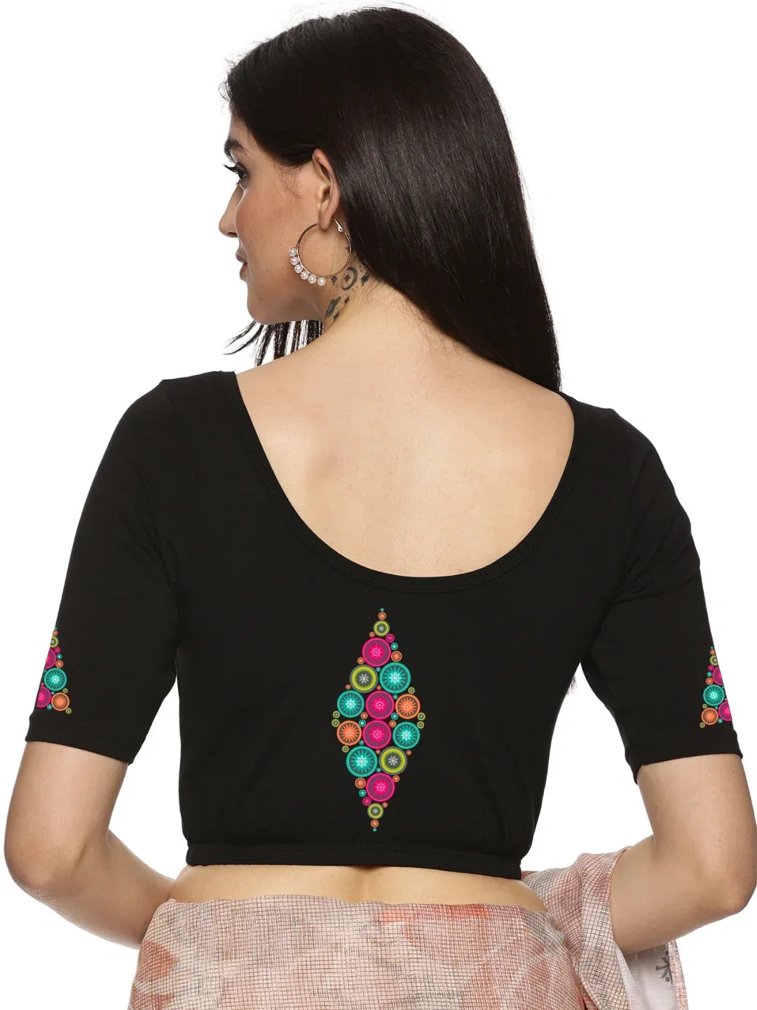 Women Back Printed Stretchable Blouse U0173 - notyetbyus