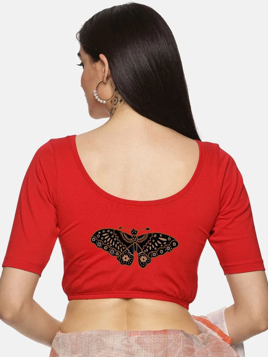Women Back Printed Stretchable Blouse U07 - notyetbyus