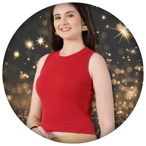 Sleeveless Close Neck Rib