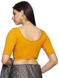 Women Plain Stretchable Half Sleeve Blouse U01A Mustard