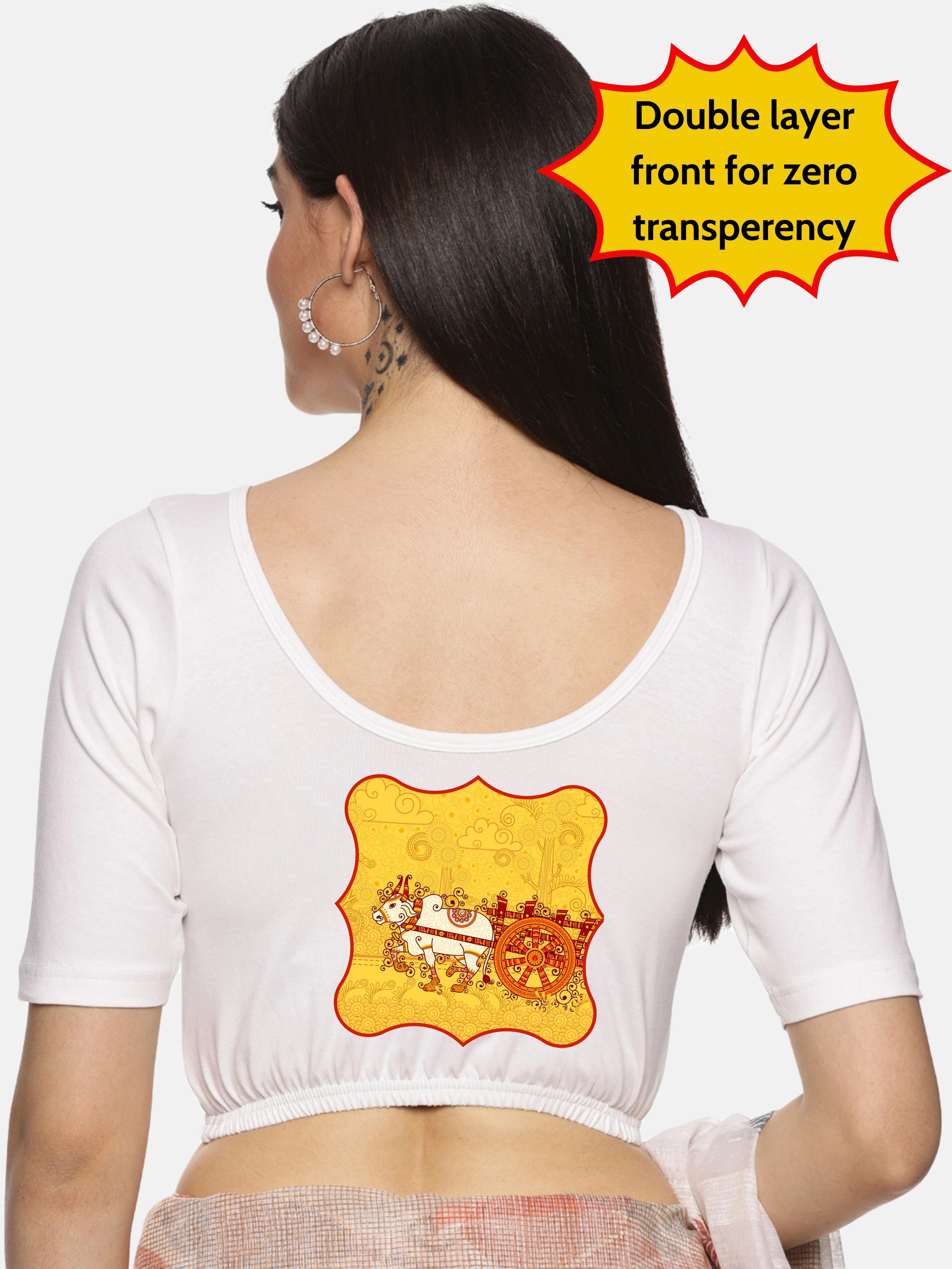 Women Back Printed Stretchable Blouse U029 - notyetbyus
