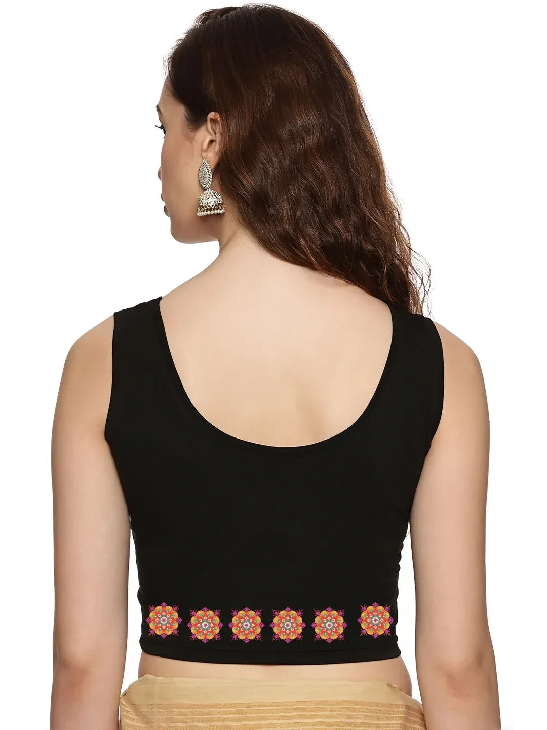 Women Sleevless Back Printed Stretchable Blouse U0210 - notyetbyus