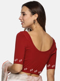 Women Back Printed Stretchable  Half Sleeve Blouse U089 Brick Red