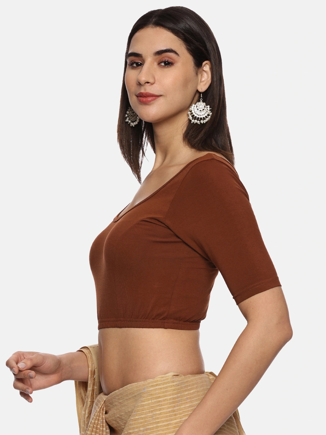 Women Plain Stretchable Blouse U01B - notyetbyus