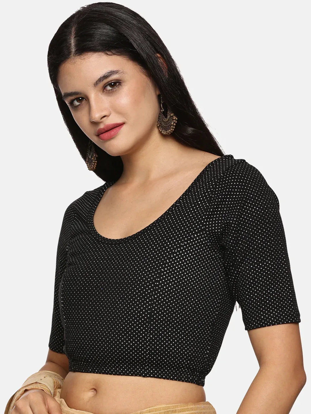 Women Allover Printed Creme Stretchable Blouse UA04 - notyetbyus