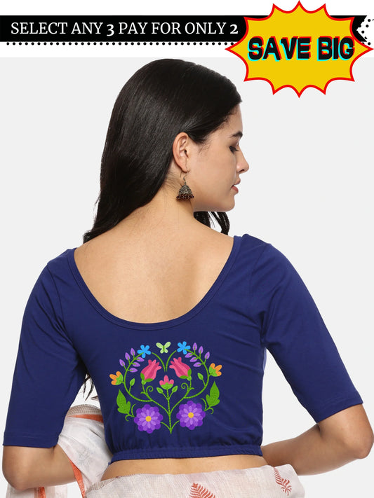 Women Back Printed Stretchable Blouse U0139 - notyetbyus