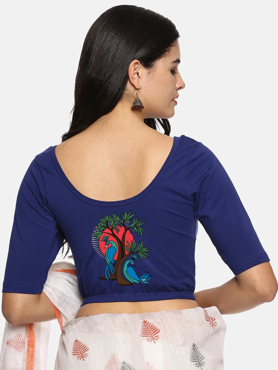 Women Back Printed Stretchable Blouse U0137 - notyetbyus