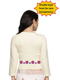Women Three Fourth Sleeve Back Print Stretchable Blouse U0153 Cream