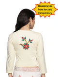 Women Three Fourth Sleeve Back Print Stretchable Blouse U0150 Cream