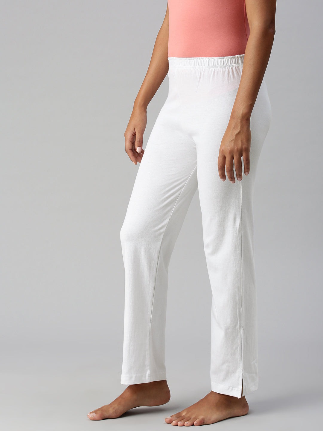Women Mid rise Solid Side Slit Pant NYP418 - notyetbyus