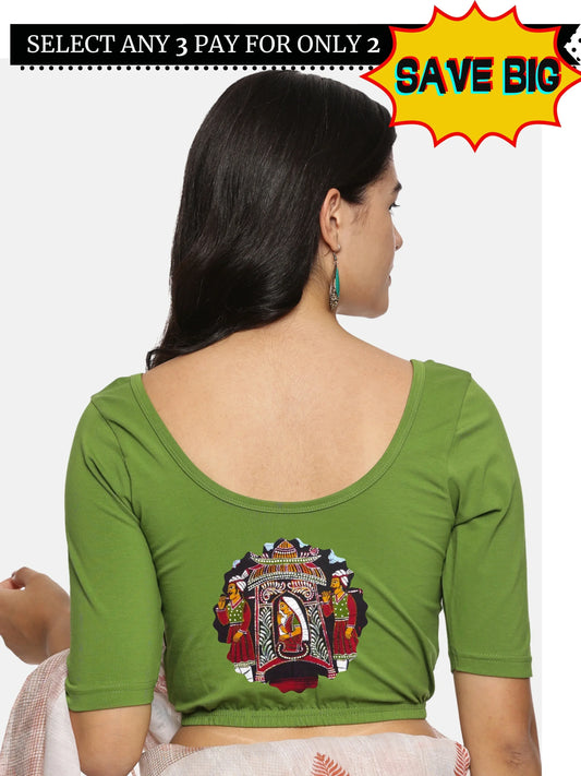 Women Back Printed Stretchable Blouse U0140 - notyetbyus