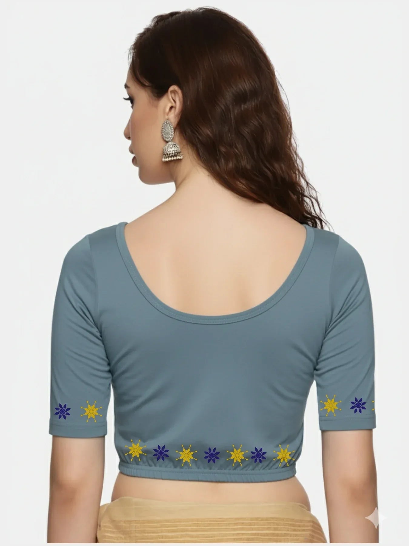 Women Back Printed Stretchable Blouse U0193 - notyetbyus