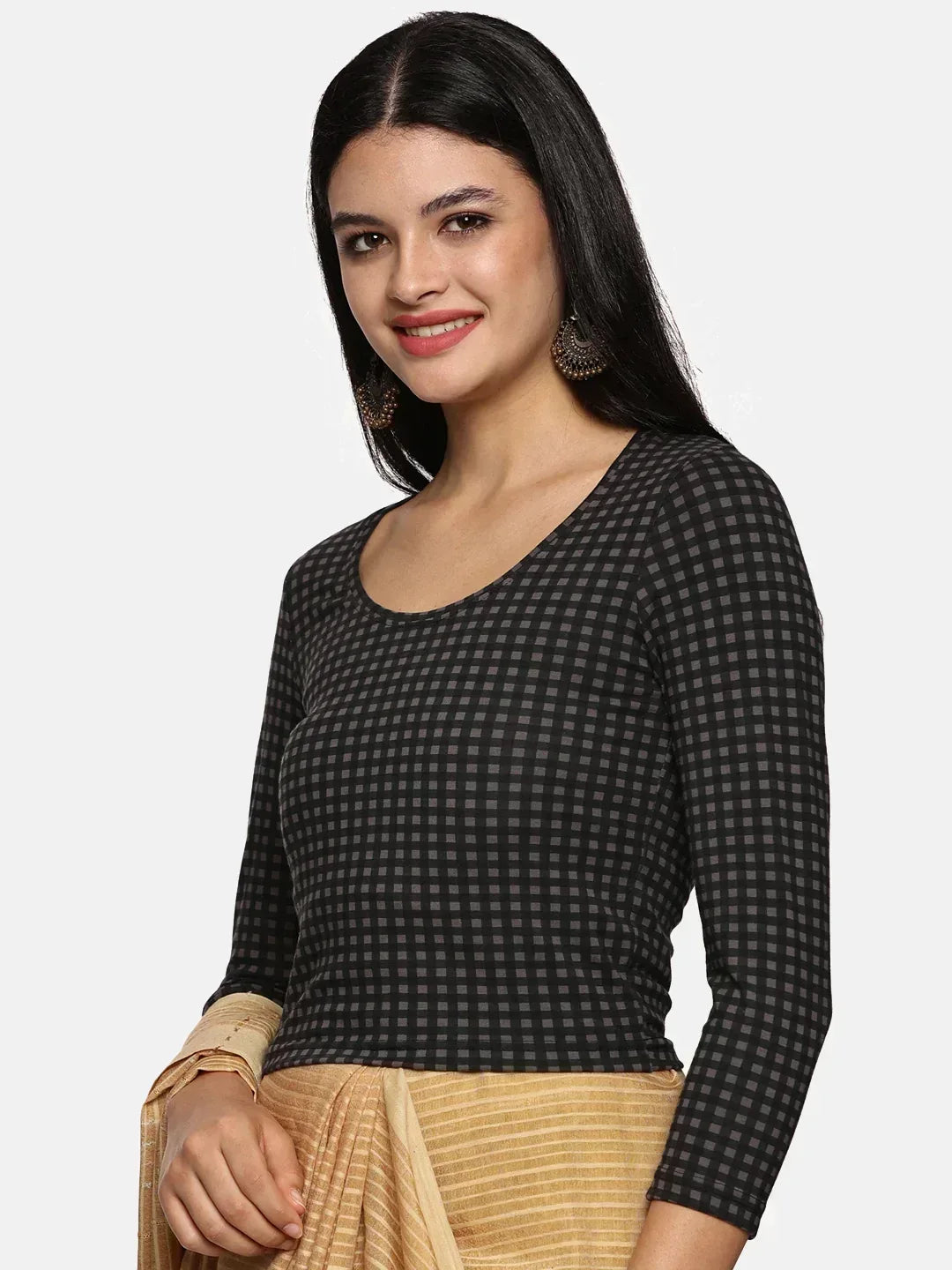 Women Allover Printed Three Fourth Sleeve Cotton Stretchable Blouse UA016 - notyetbyus